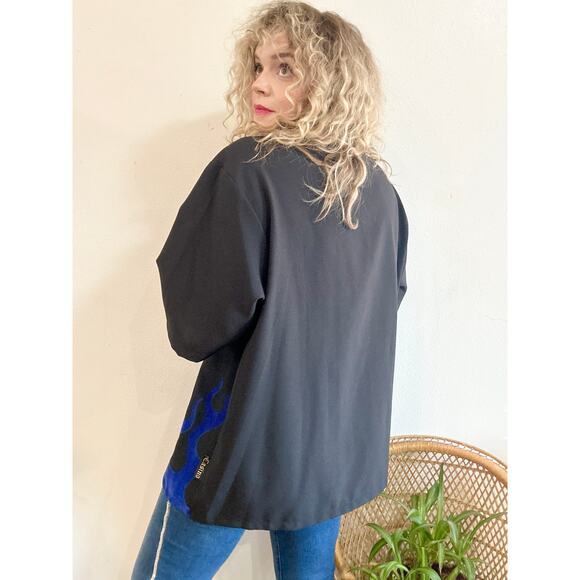 90’s Guy Fieri Vibes Blue Flame Casino Button Up XL - Picture 3 of 11